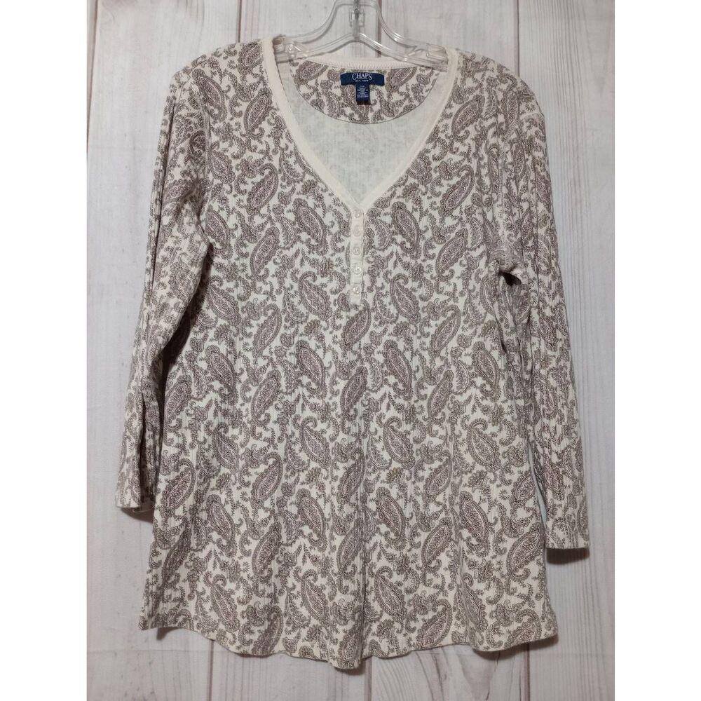 Chaps Shirt Ladies Large Pink Paisley‎ Long Sleeve